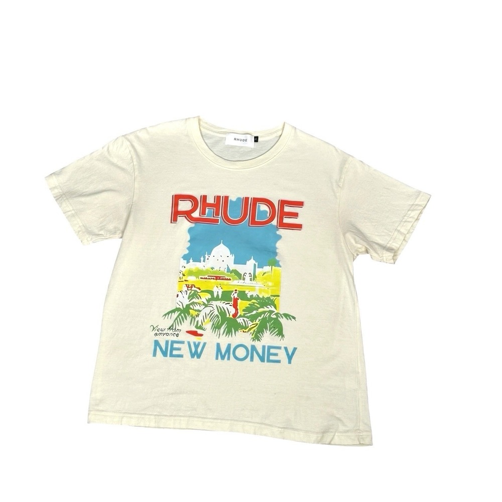 RHUDE New Money Men's T-Shirt  Vintage White Size S